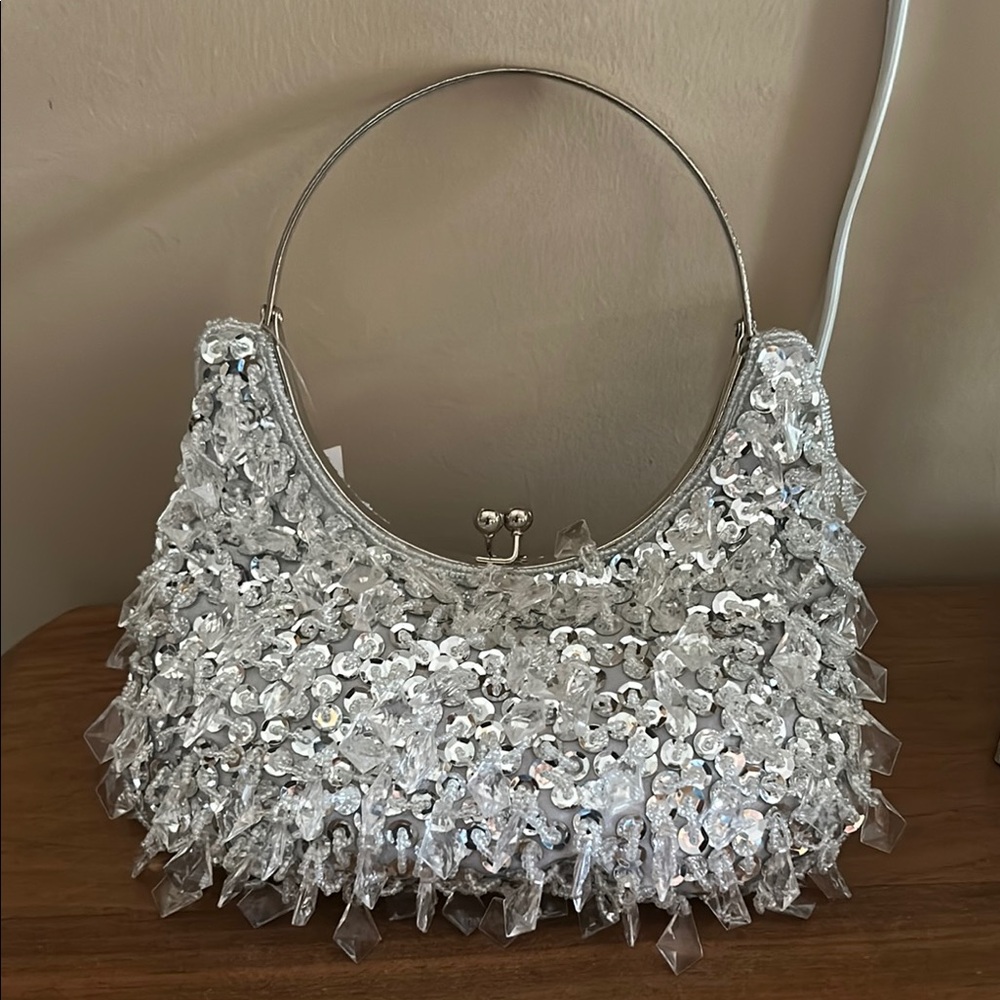 Elegant Silver Sequin Women's Bag